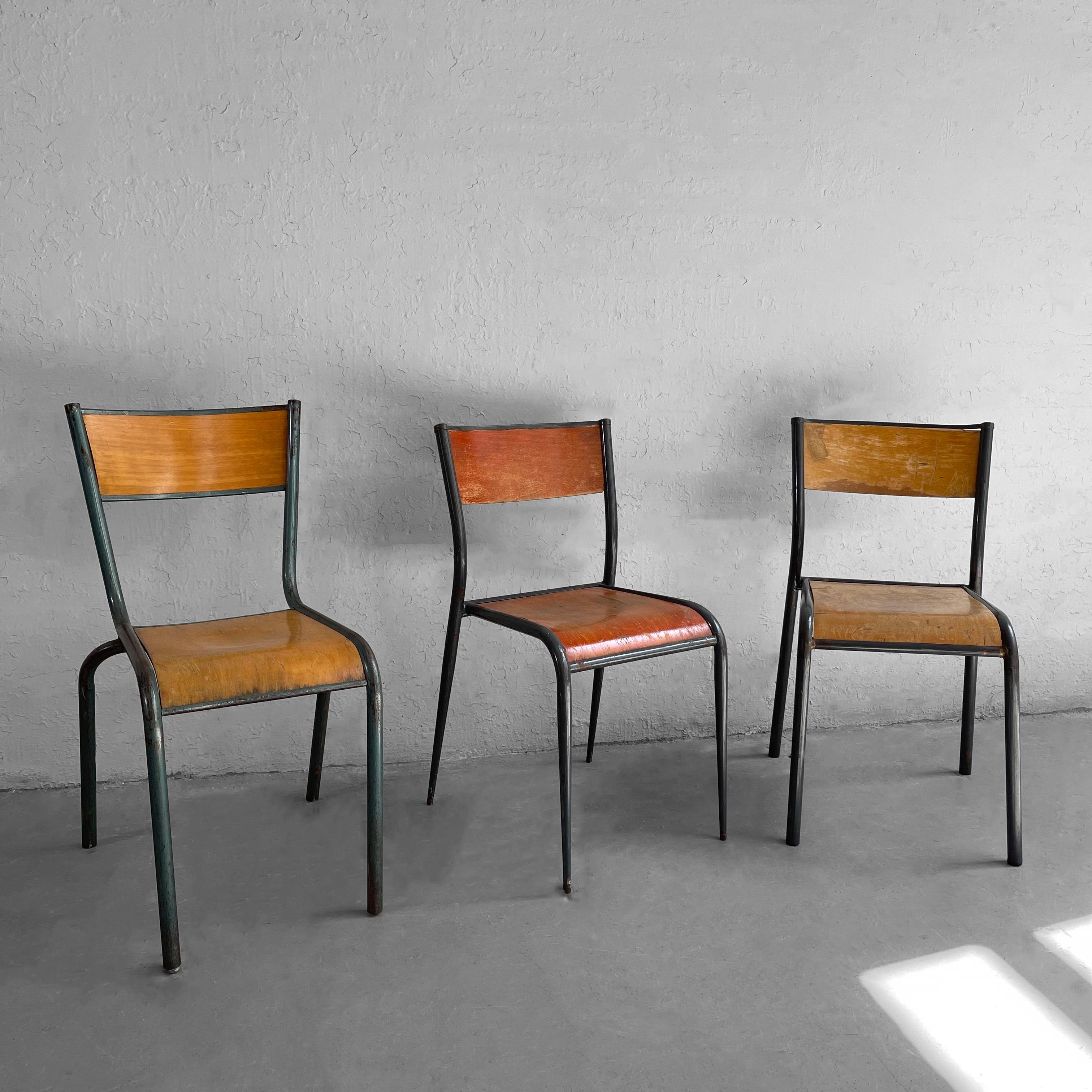 Rustic Industrial Stackable School Side Chairs For Sale 8