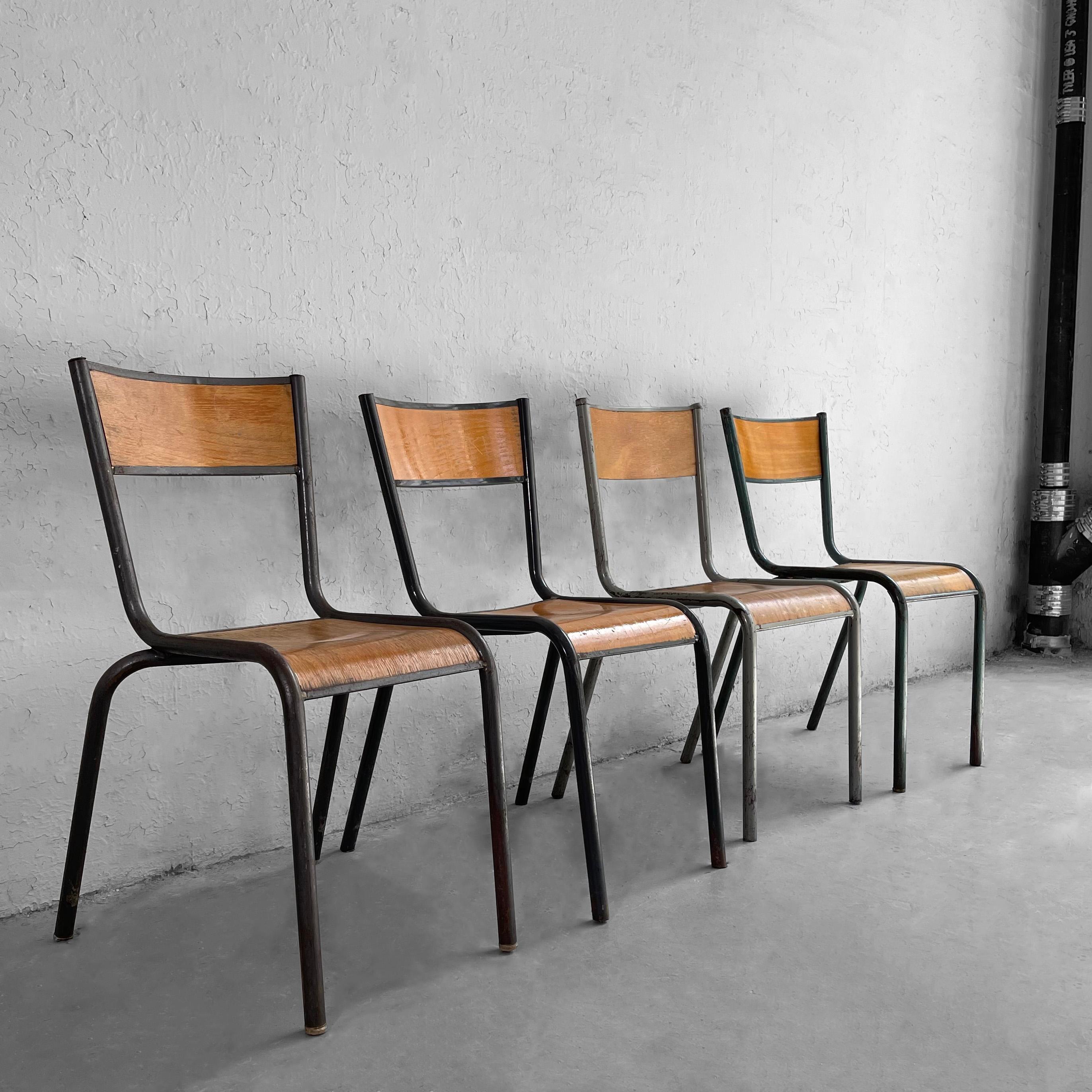 Rustic Industrial Stackable School Side Chairs 6