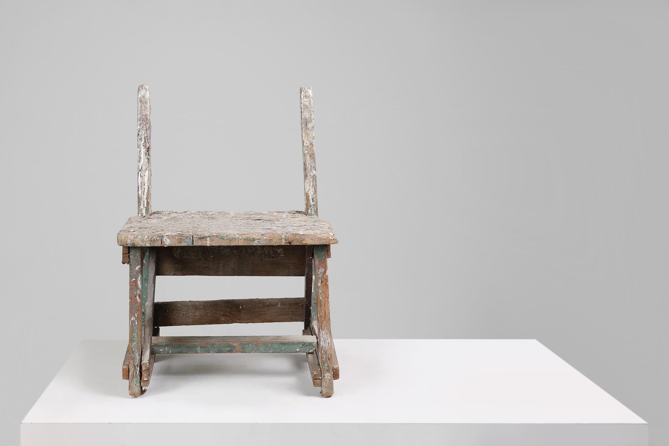 Mid-Century Modern Tabouret industriel rustique avec une belle patine, France ca. 1900 en vente