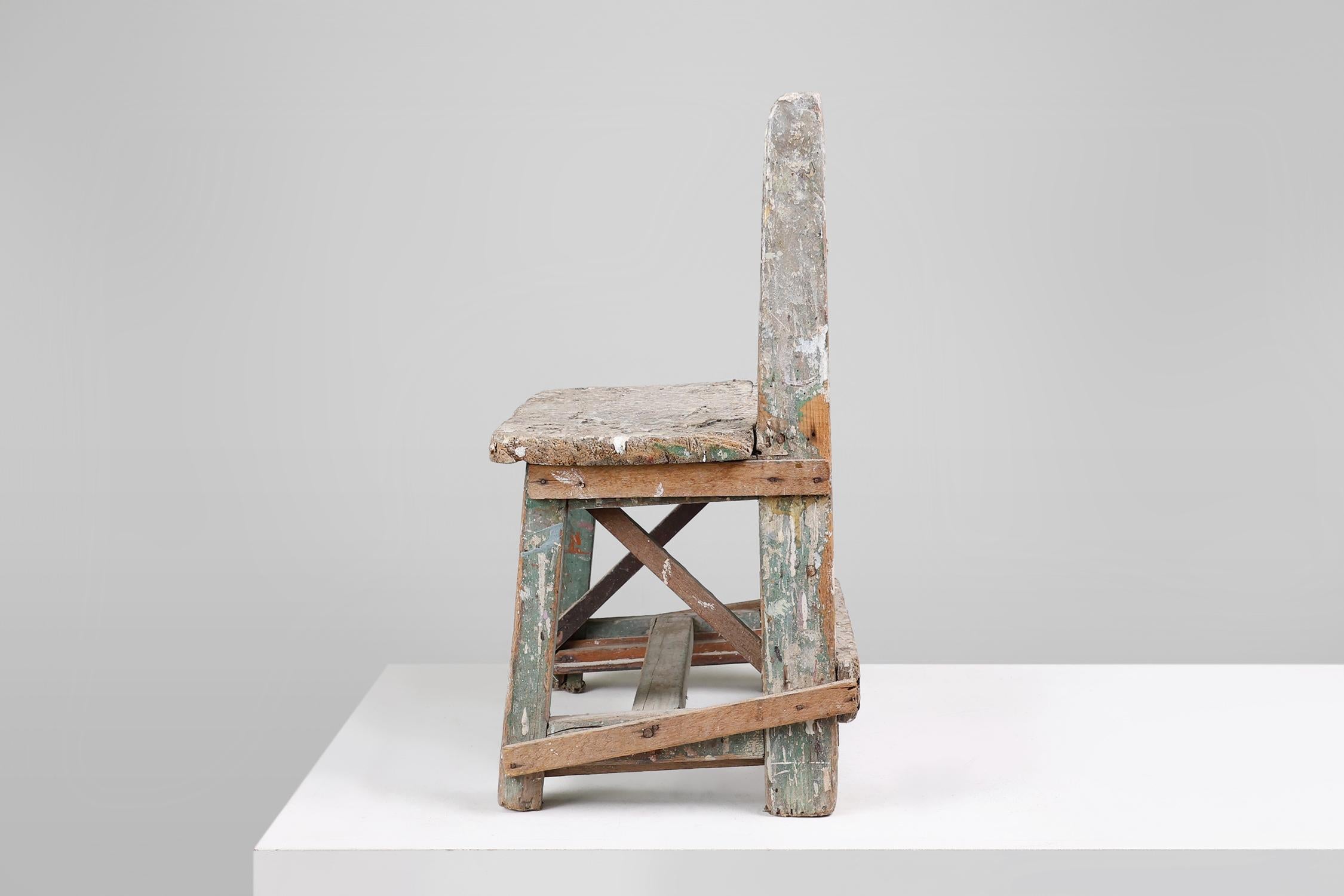 Début du 20ème siècle Tabouret industriel rustique avec une belle patine, France ca. 1900 en vente