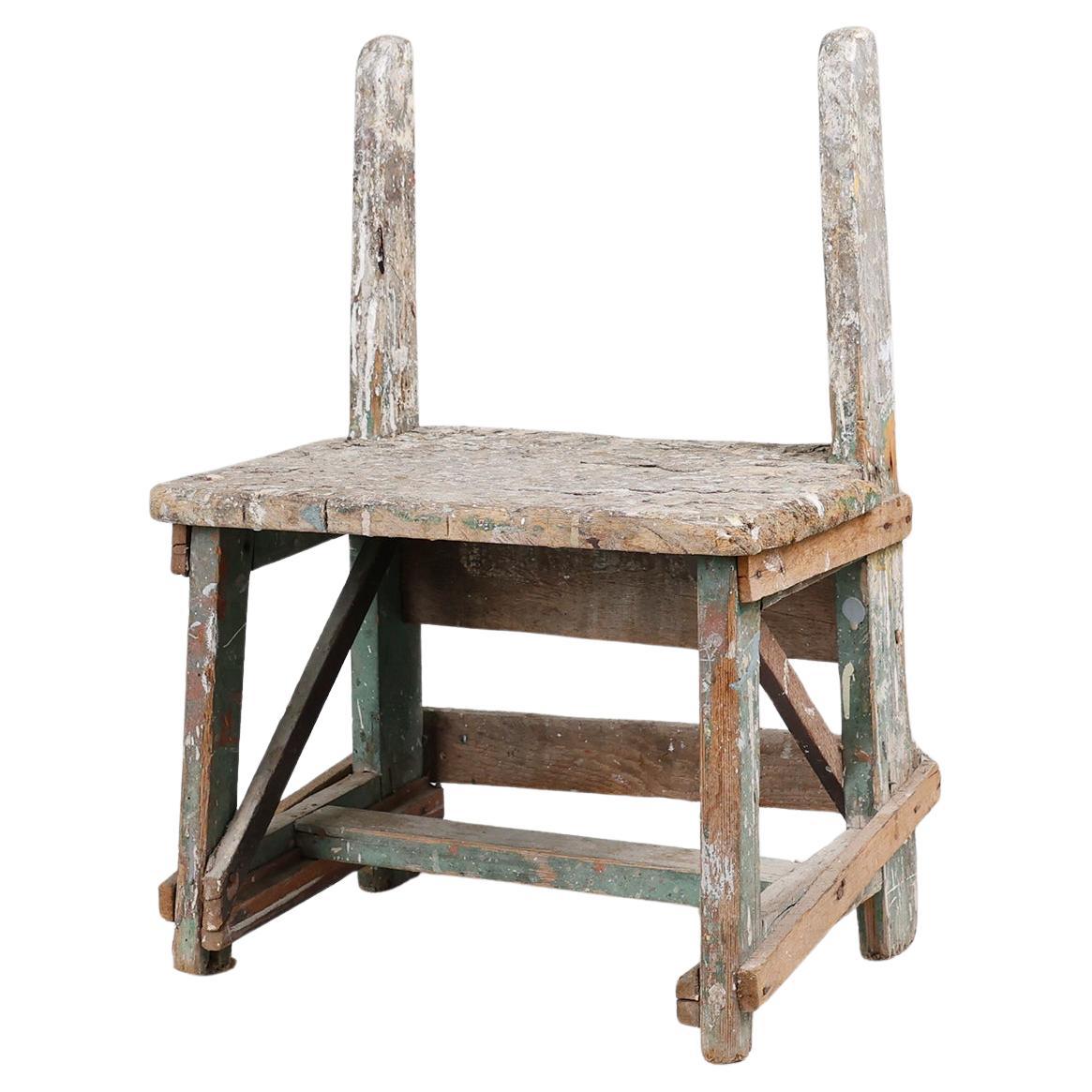 Rustic industrial stool with beautiful patina, France ca. 1900