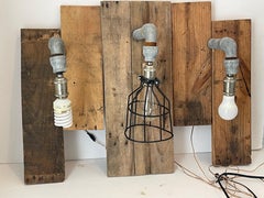 Rustic Industrial Wall Lights on Boards