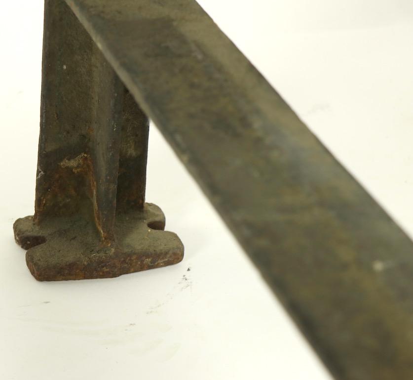 Rustic Industrial Work Table Wood Top with Cast Iron Legs 10