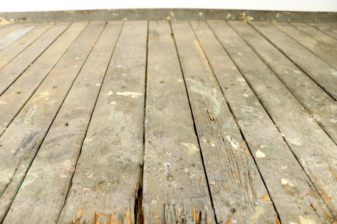 Rustic Industrial Work Table Wood Top with Cast Iron Legs 2