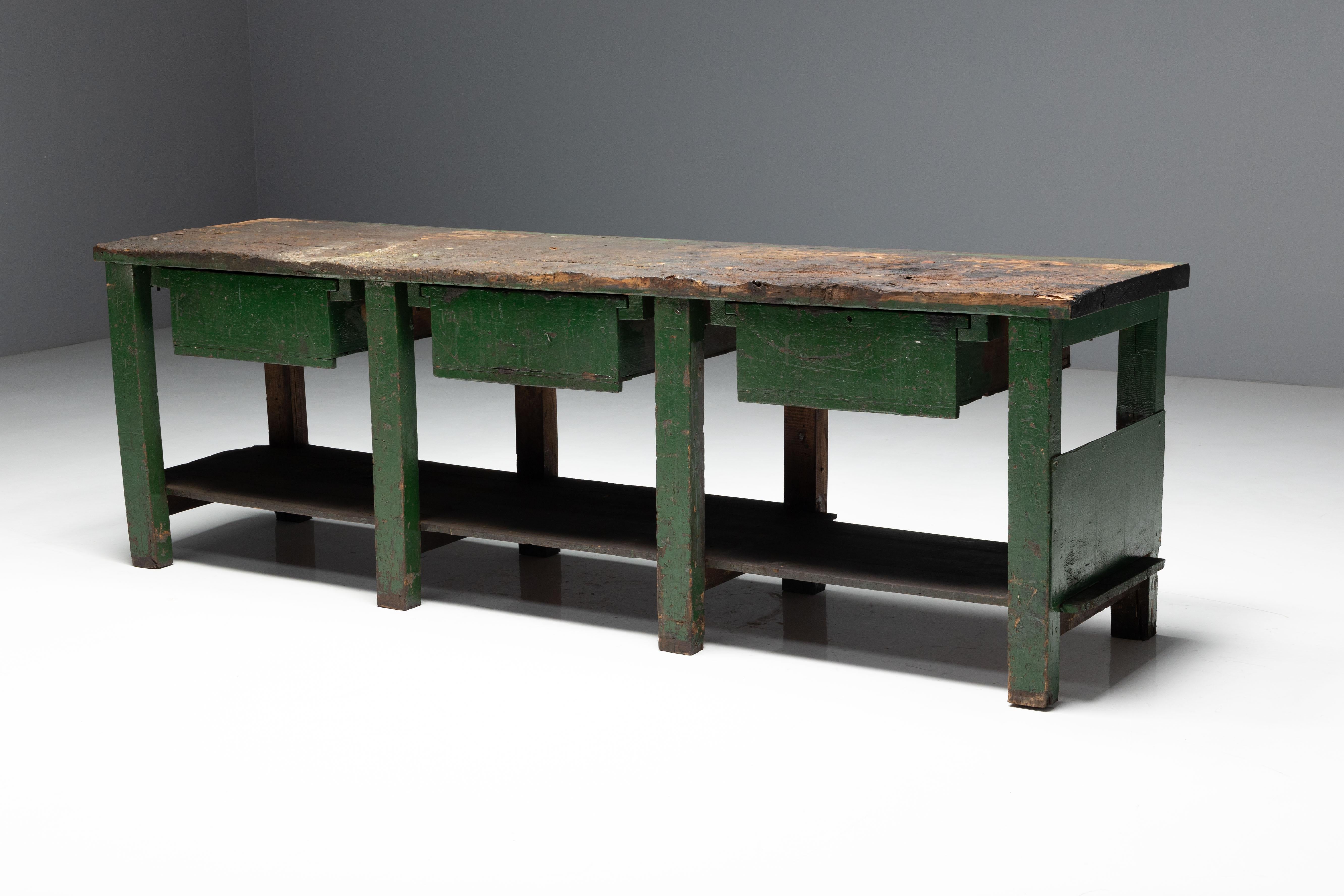 Rustic Industrial Workbench, France, Early 20th Century For Sale 5