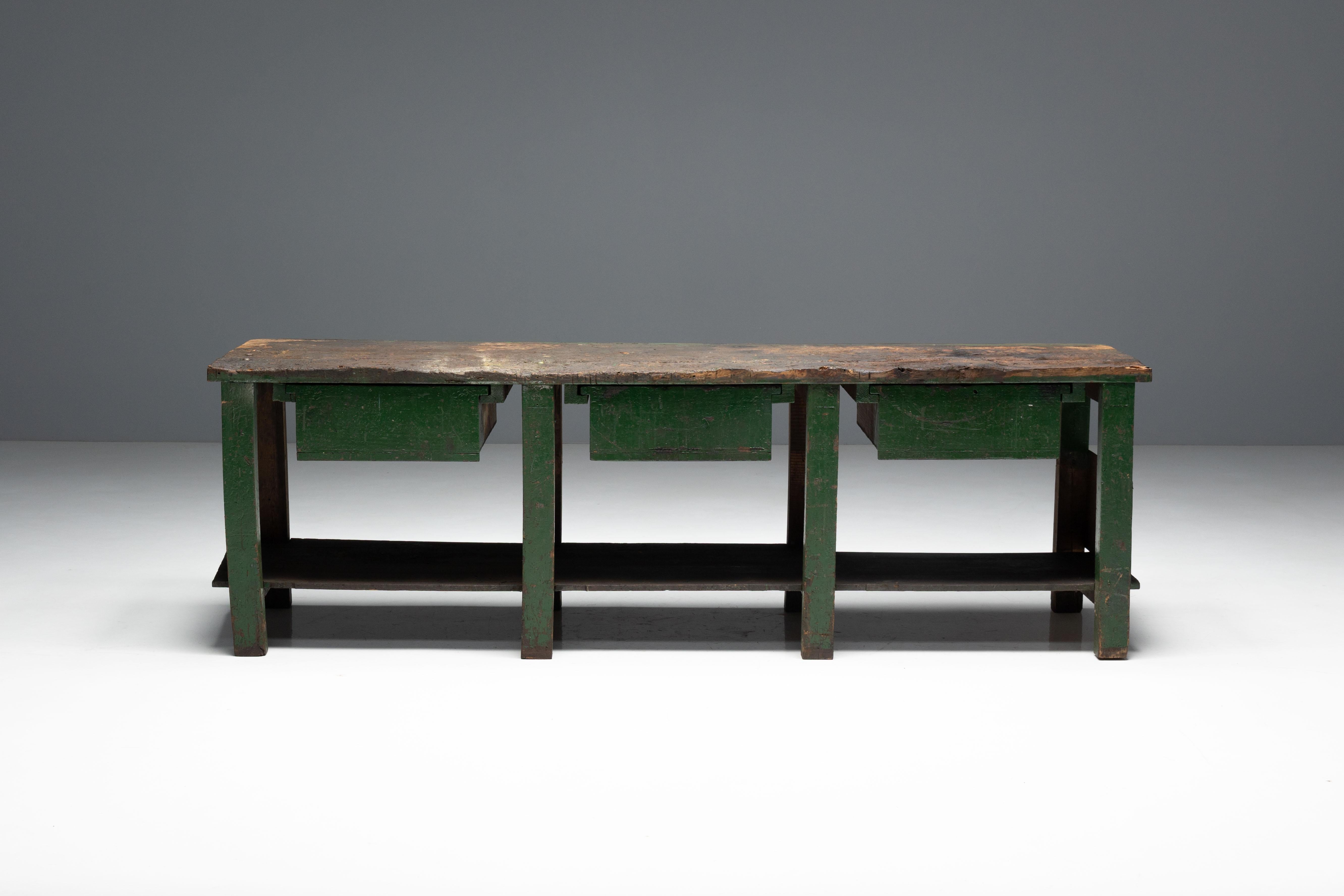 Rustic Industrial Workbench, France, Early 20th Century For Sale 6