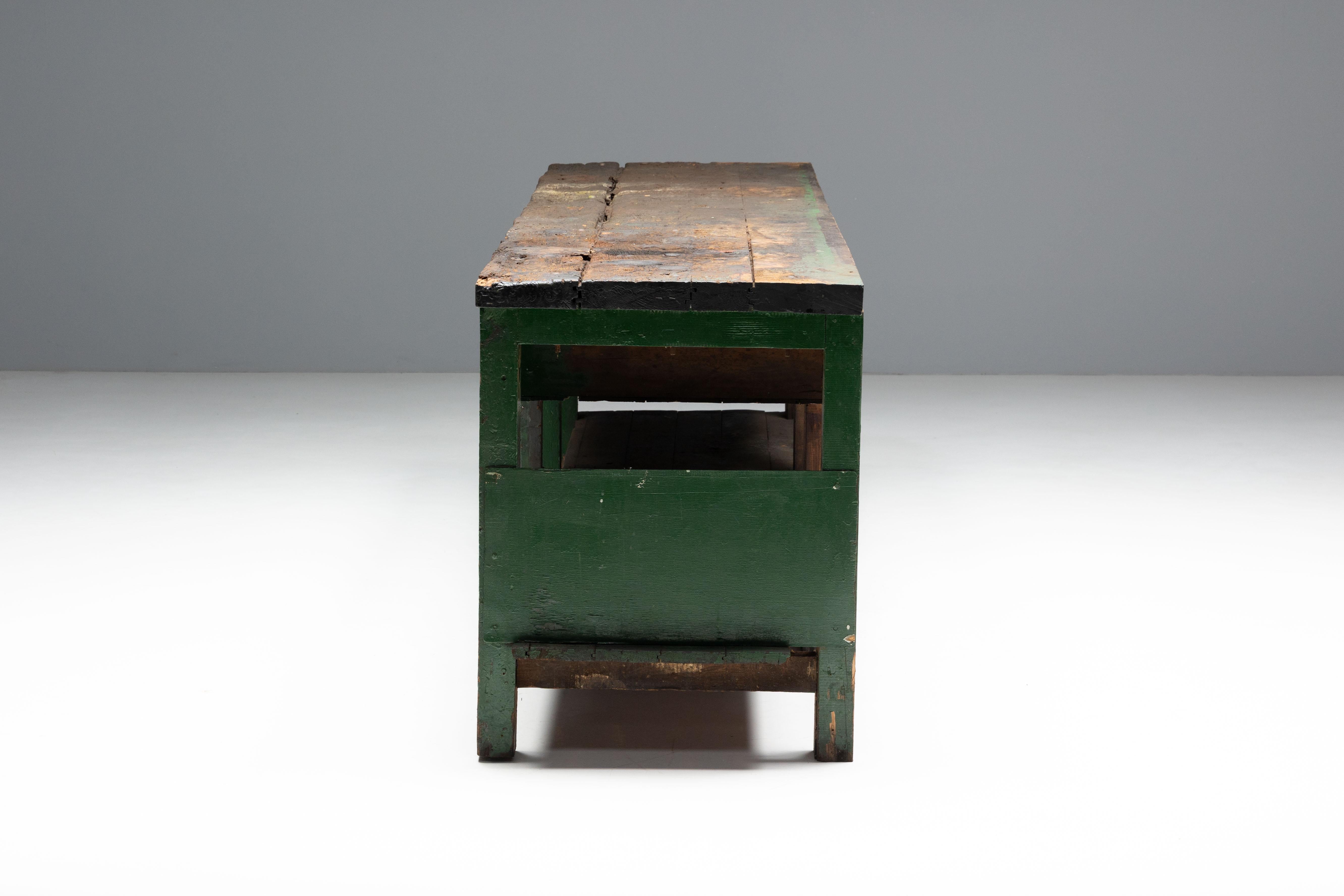 Rustic Industrial Workbench, France, Early 20th Century For Sale 8