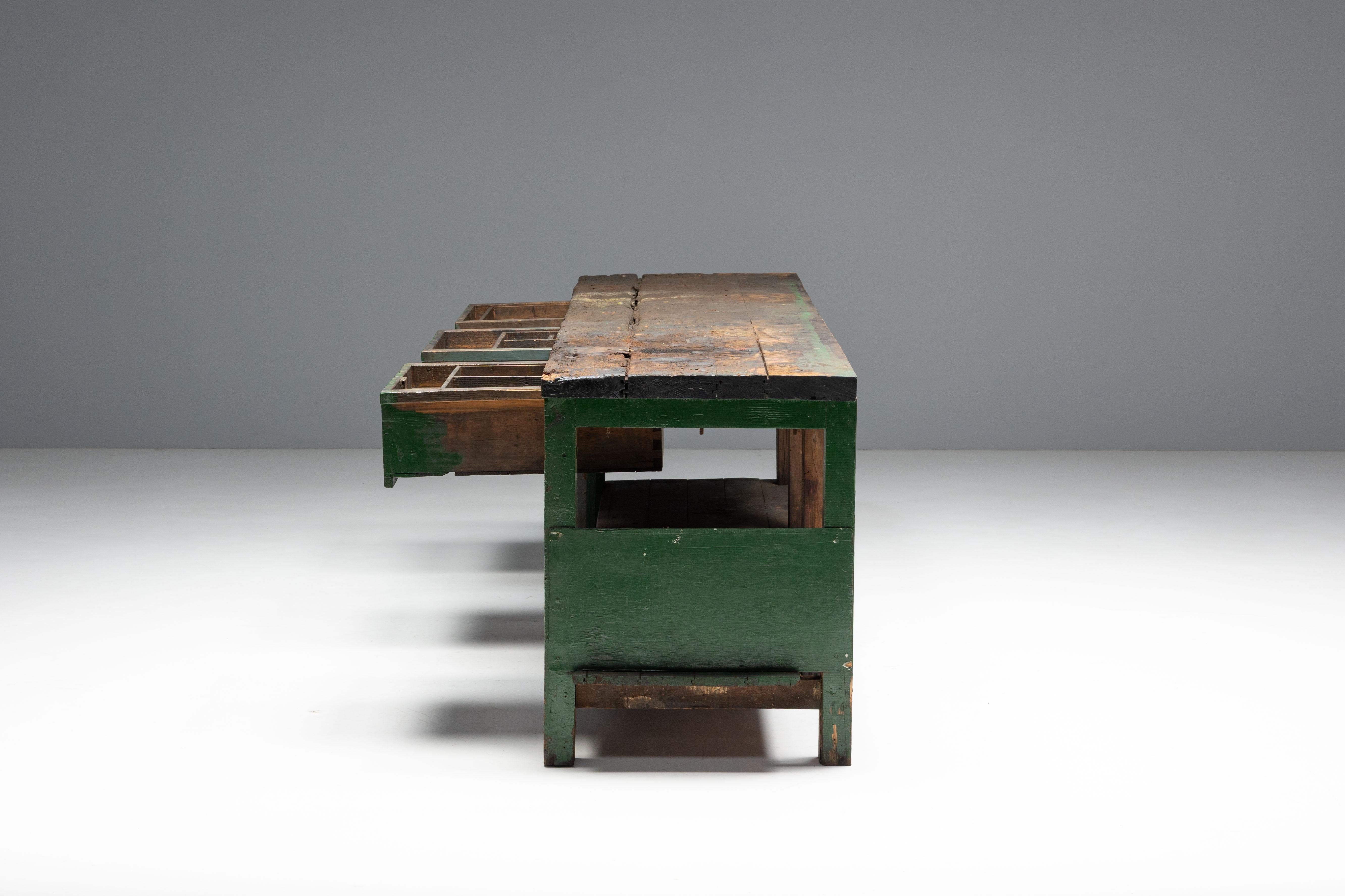 Rustic Industrial Workbench, France, Early 20th Century For Sale 11