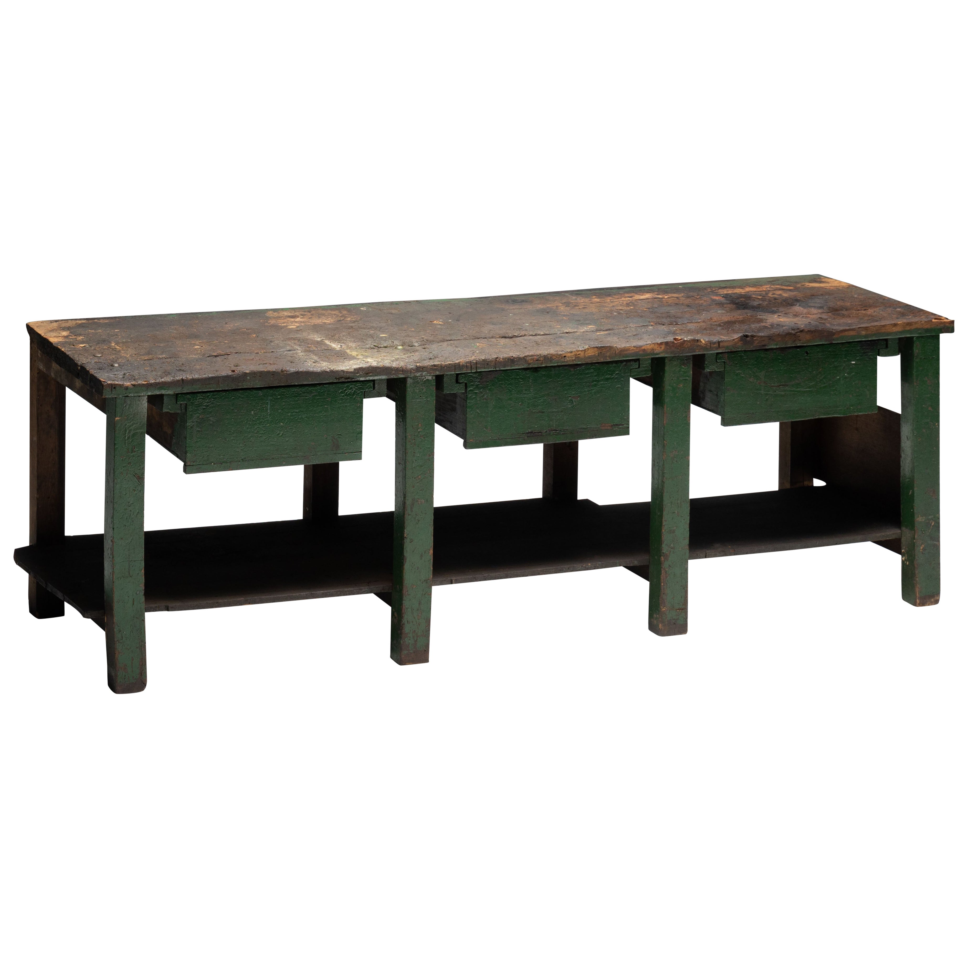 Rustic Industrial Workbench, France, Early 20th Century