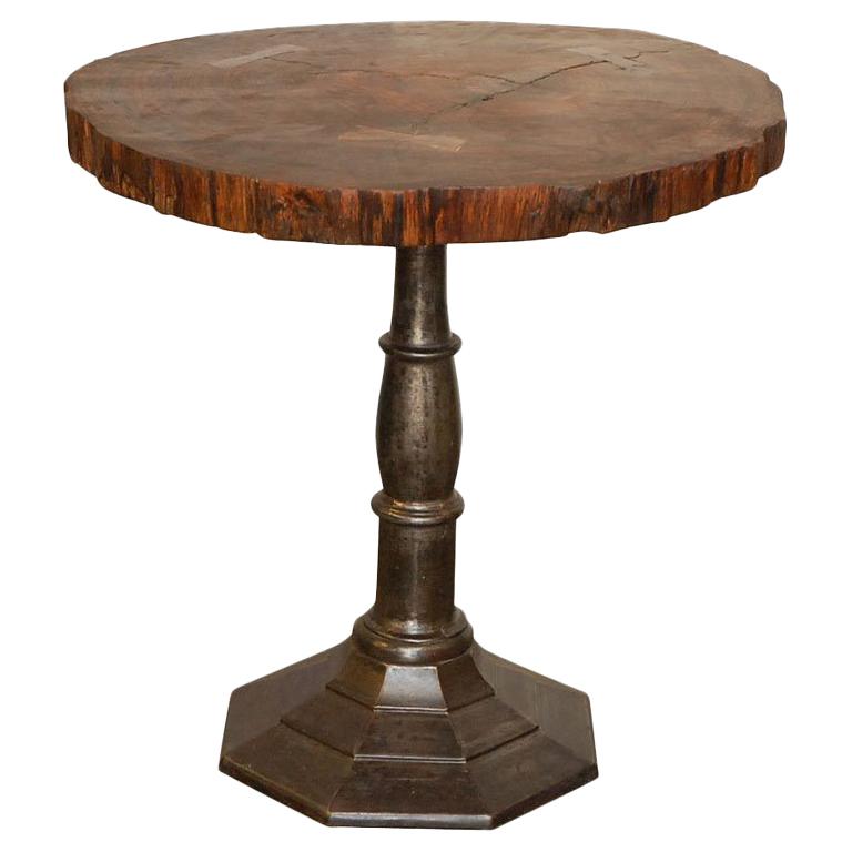 Rustic Iron Base Table For Sale at 1stDibs