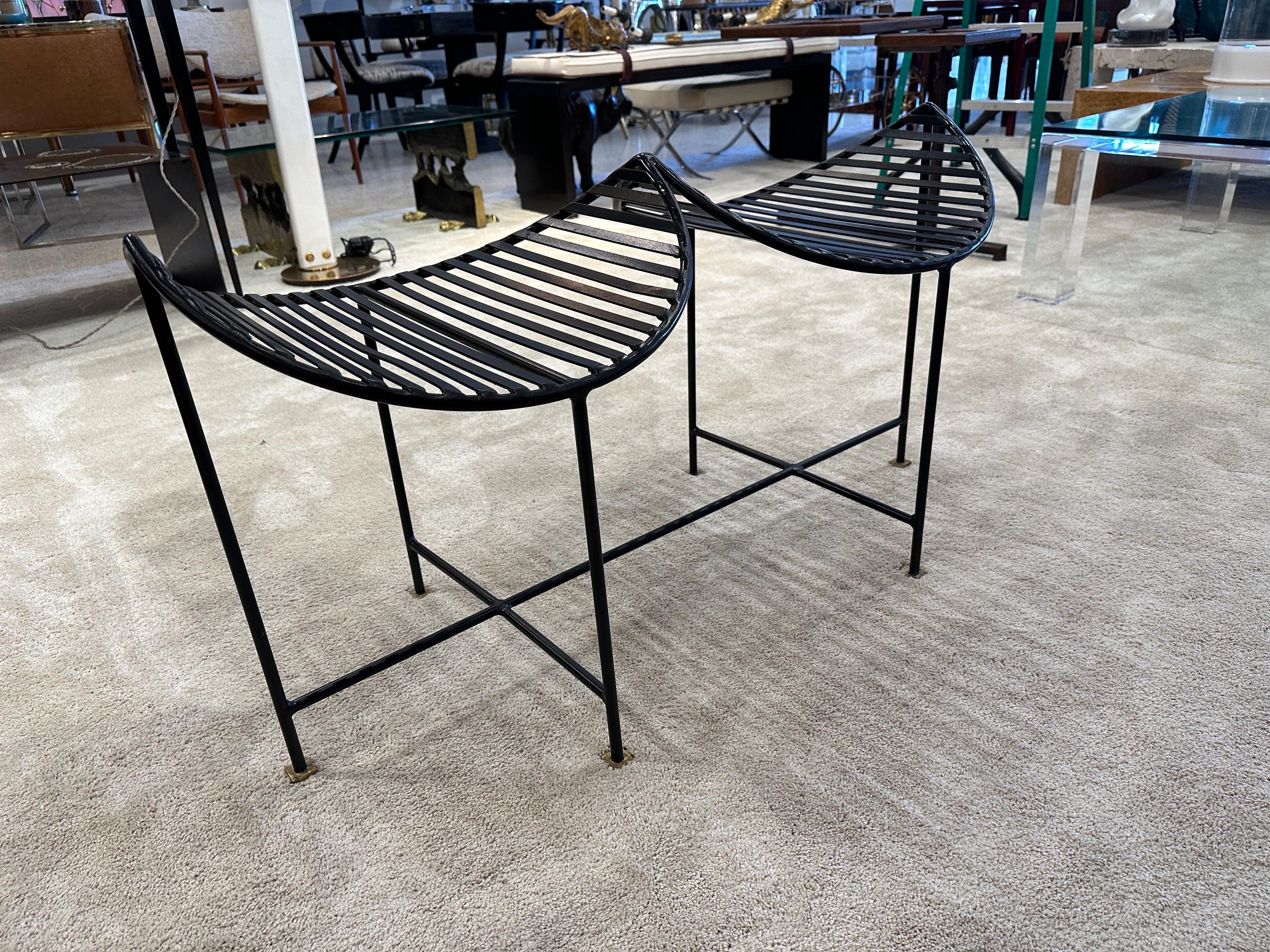 Industriel Banc sculptural en fer Eyelash Design en vente