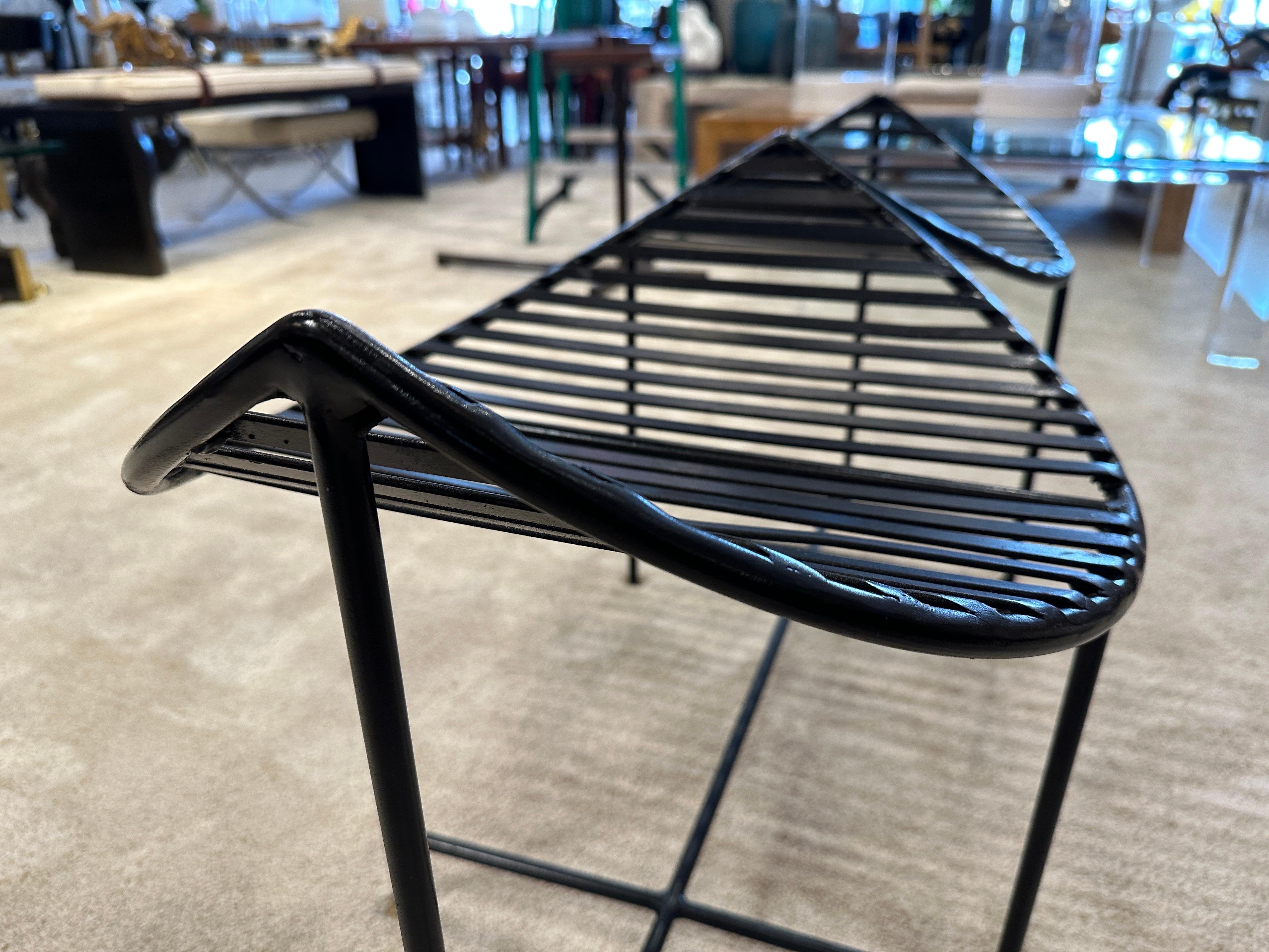 Sculptural Iron Eyelash Design Bench In Good Condition For Sale In East Hampton, NY