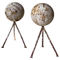 Rustic Iron Orb Garden Sculptures
