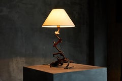 Rustic Iron Table Lamp, France, 1980s