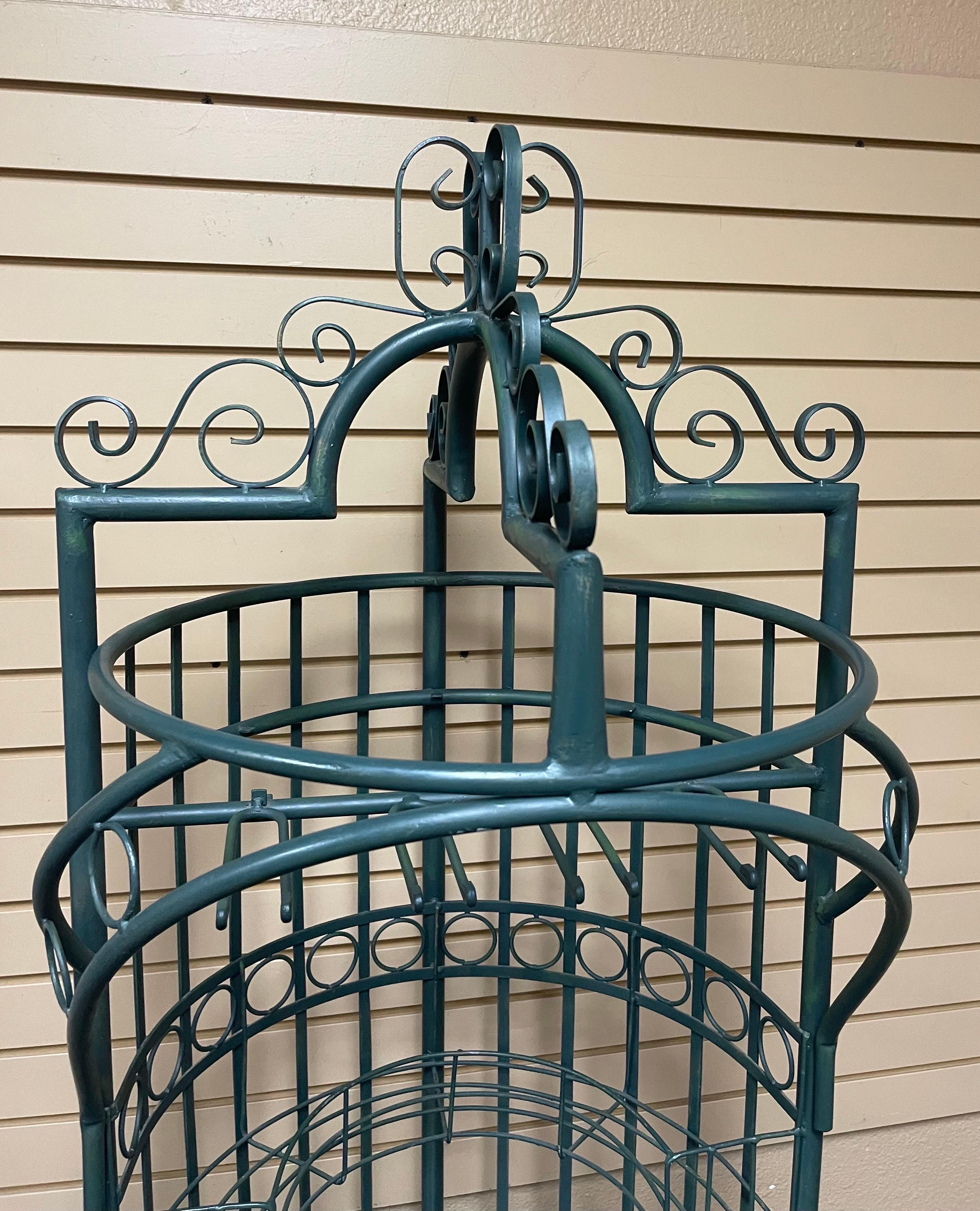 Rustic Iron Wine Rack / Bar Cabinet with Glass Shelf In Good Condition For Sale In San Diego, CA