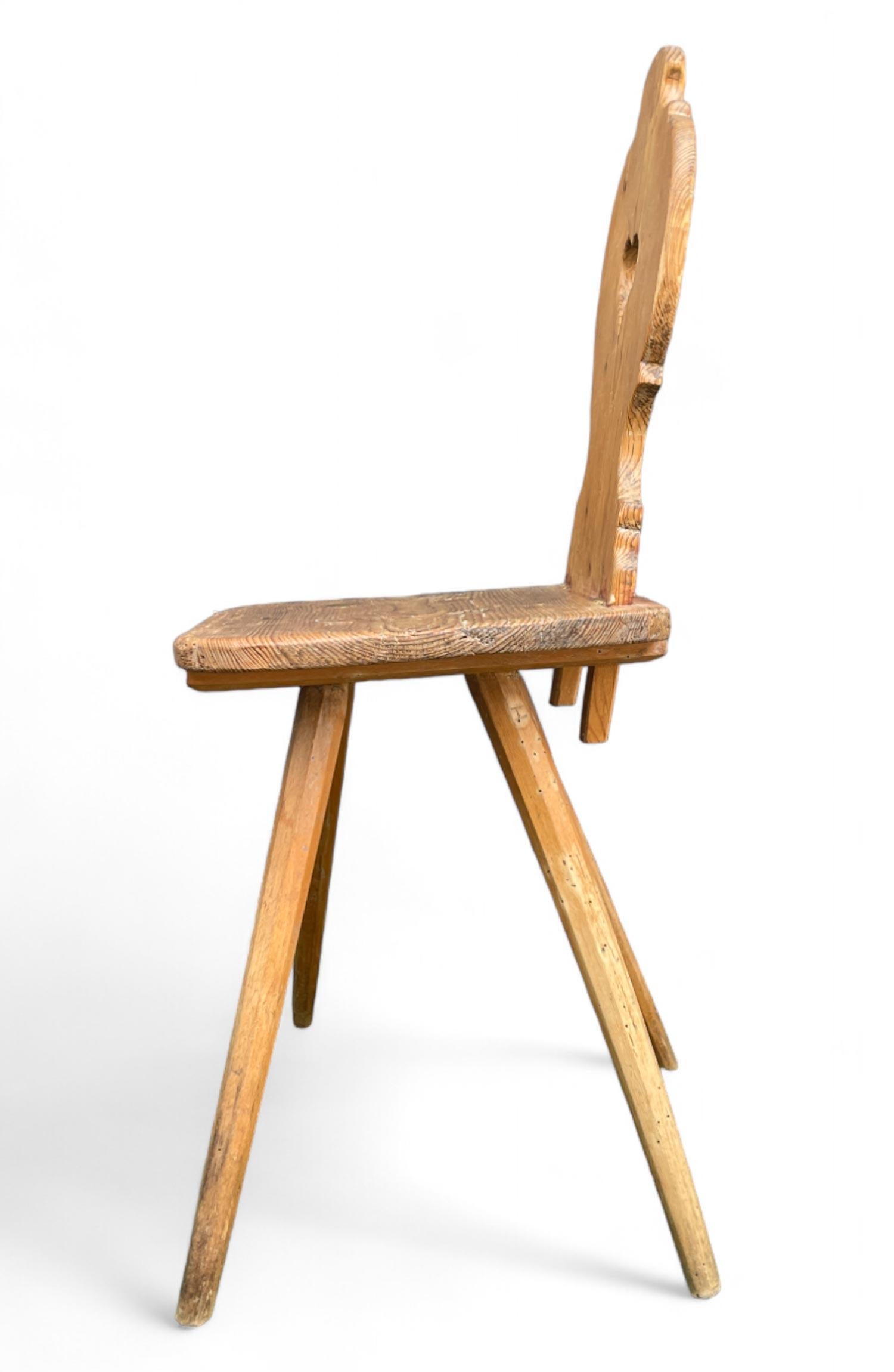 Mid-19th Century Chaise alpine rustique italienne en vente