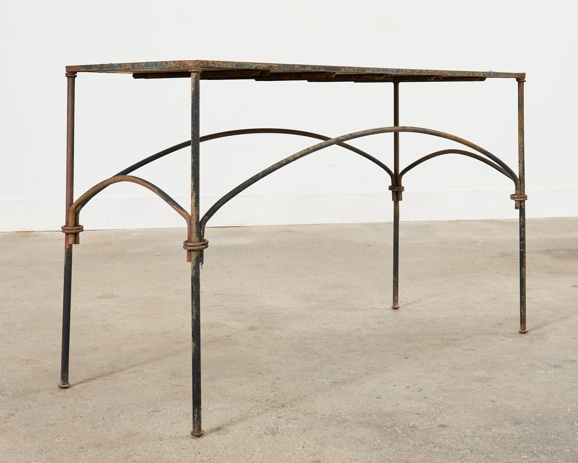 Rustic Italian Amalfi Style Iron Tile Top Garden Table For Sale 6