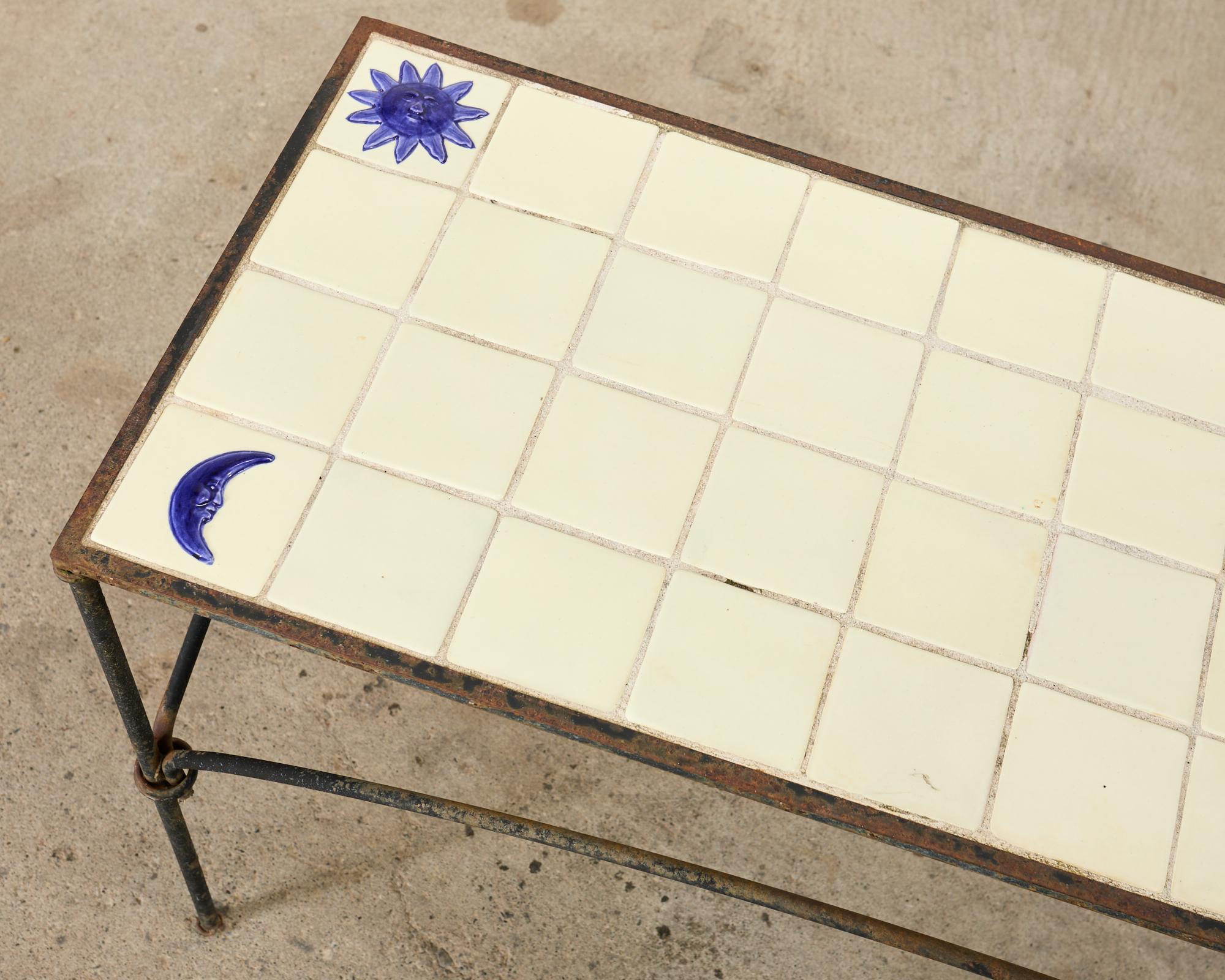 Rustic Italian Amalfi Style Iron Tile Top Garden Table For Sale 2