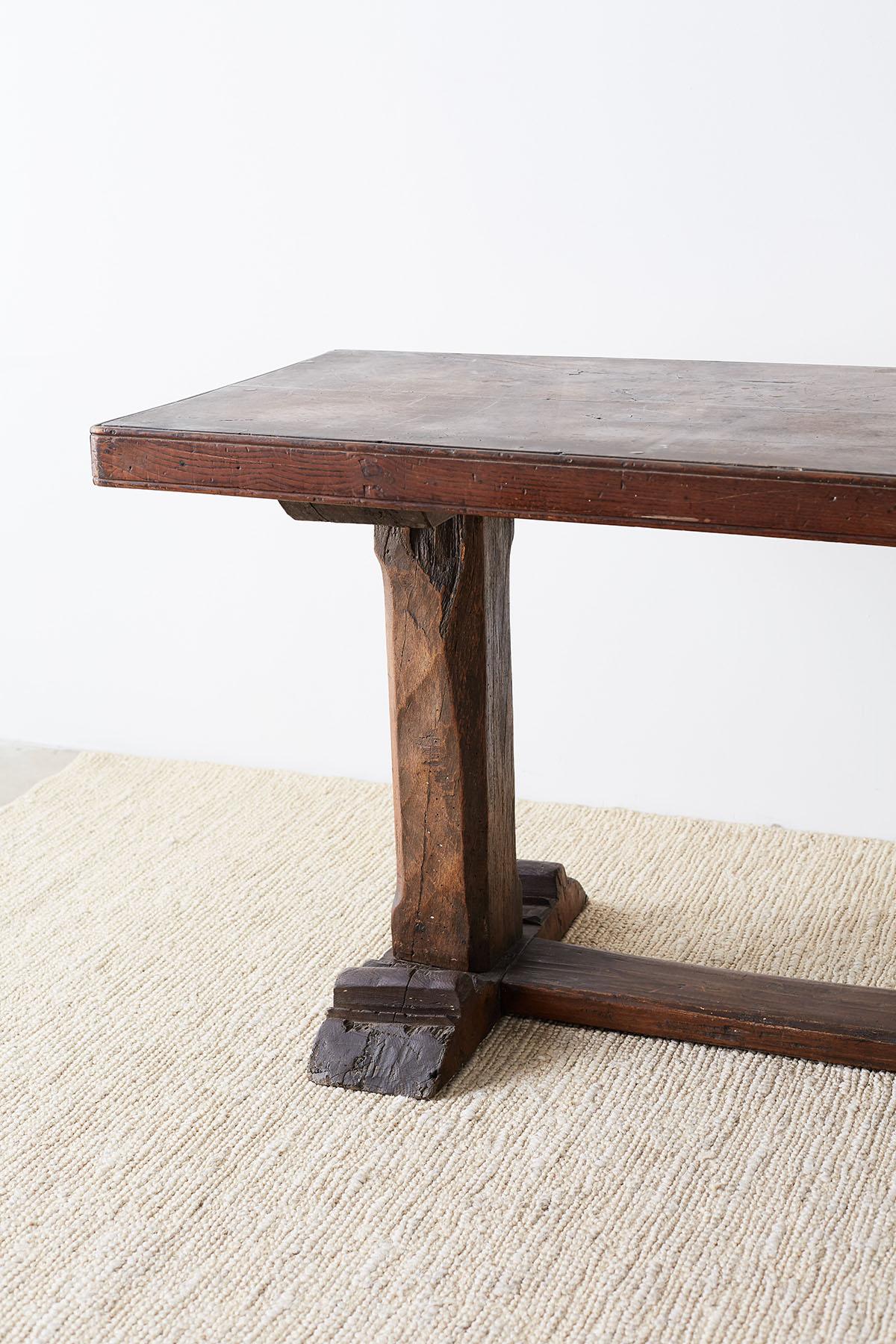 Hand-Crafted Rustic Italian Baroque Refectory Trestle Table