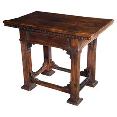Rustic Italian Baroque Style Walnut Single-Drawer Side Table