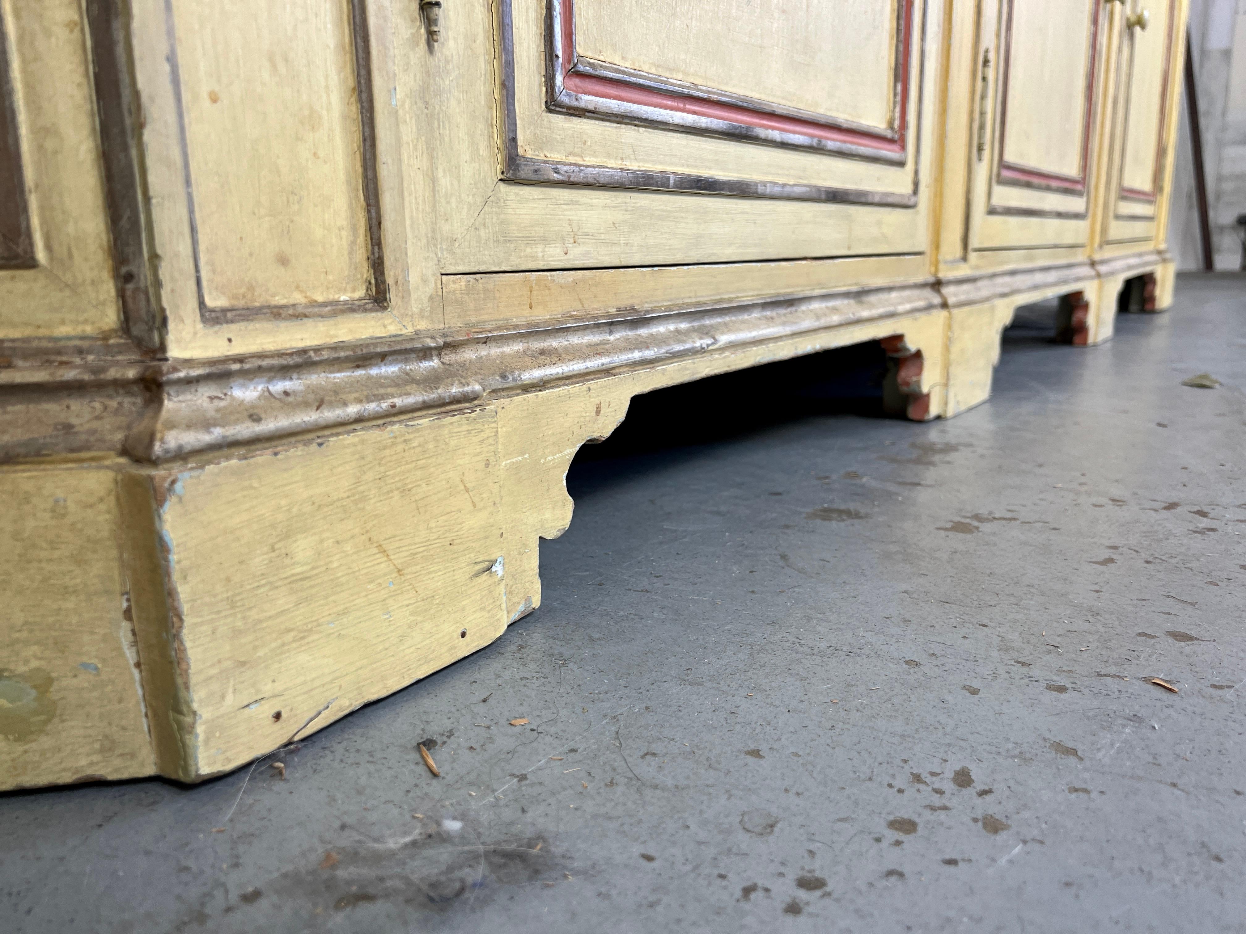 Rustic Italian Hand Painted with Faux Marble top Buffet For Sale 6