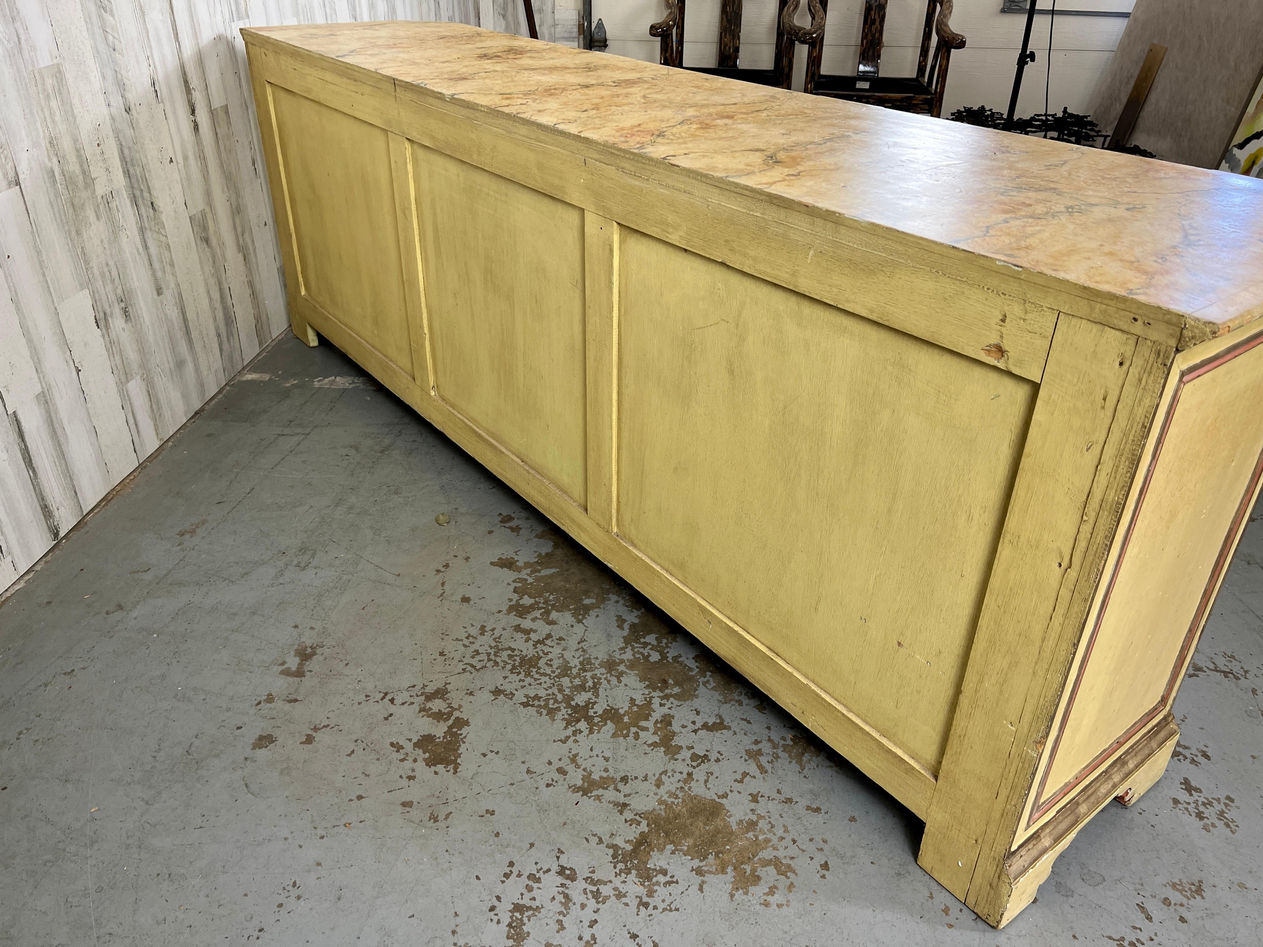 Rustic Italian Hand Painted with Faux Marble top Buffet For Sale 13