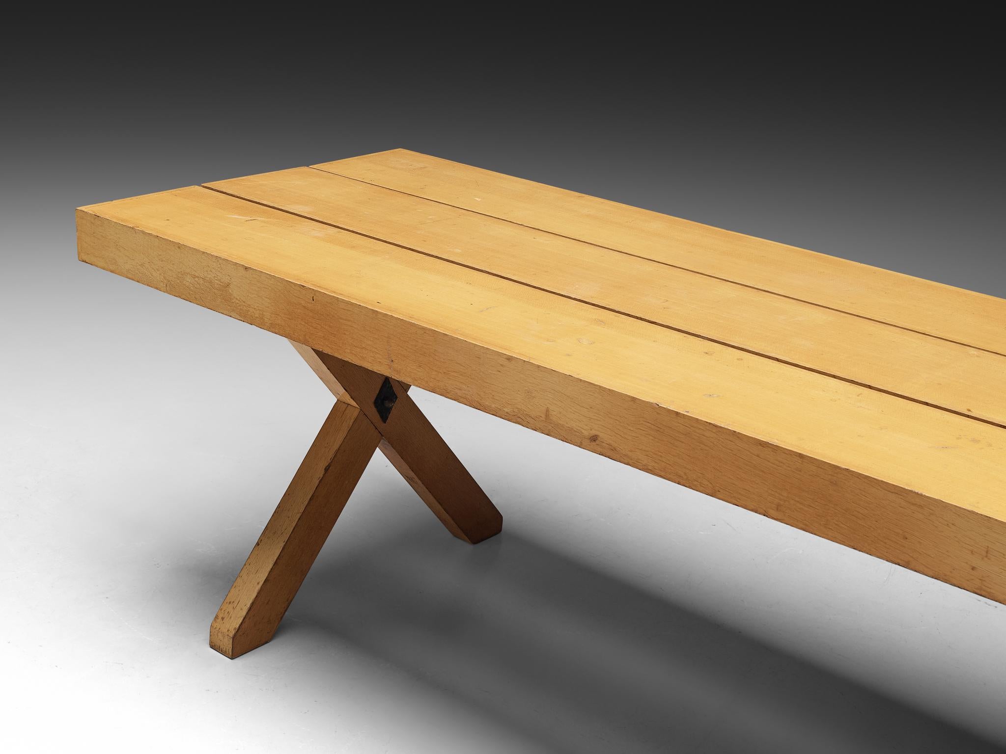 Rustic Italian Oak Cross-legged Dining Table with Iron For Sale 4