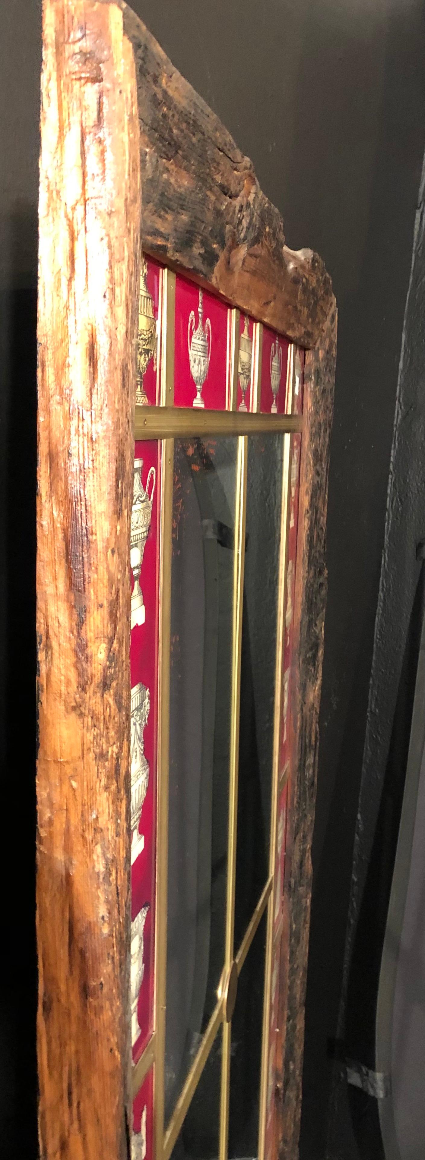 Italian Design, Rustic, Wall Mirror, Wood, Reverse Painted Glass, Italy, 2000s  For Sale 9