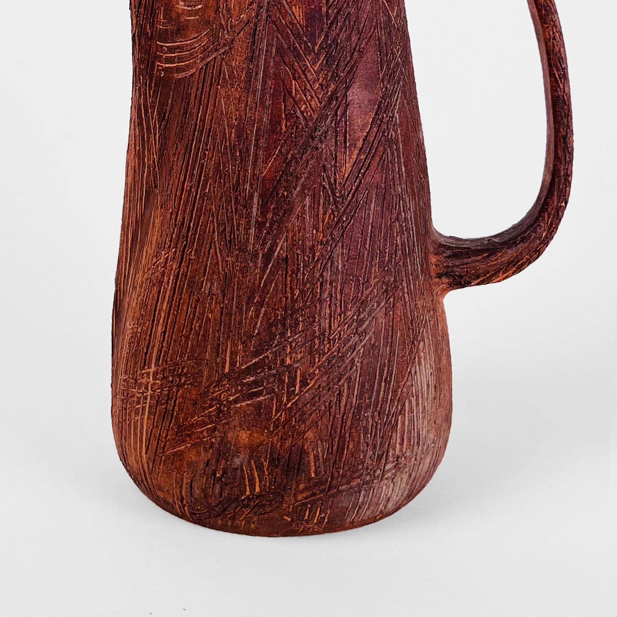 20th Century Rustic Japanese Pitcher with Wooden Lid For Sale