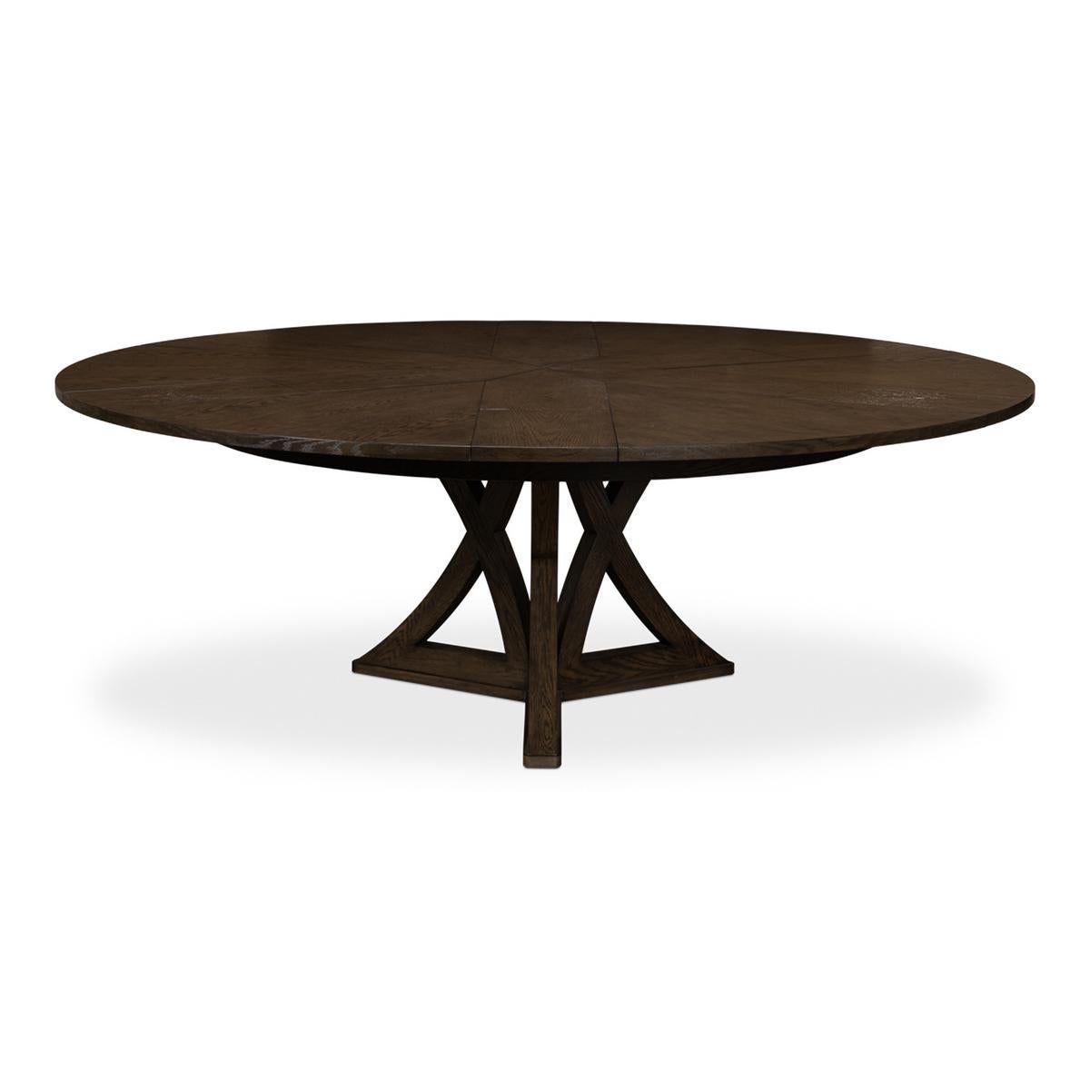 Contemporary Rustic Round Dining Table, Artisan Grey For Sale