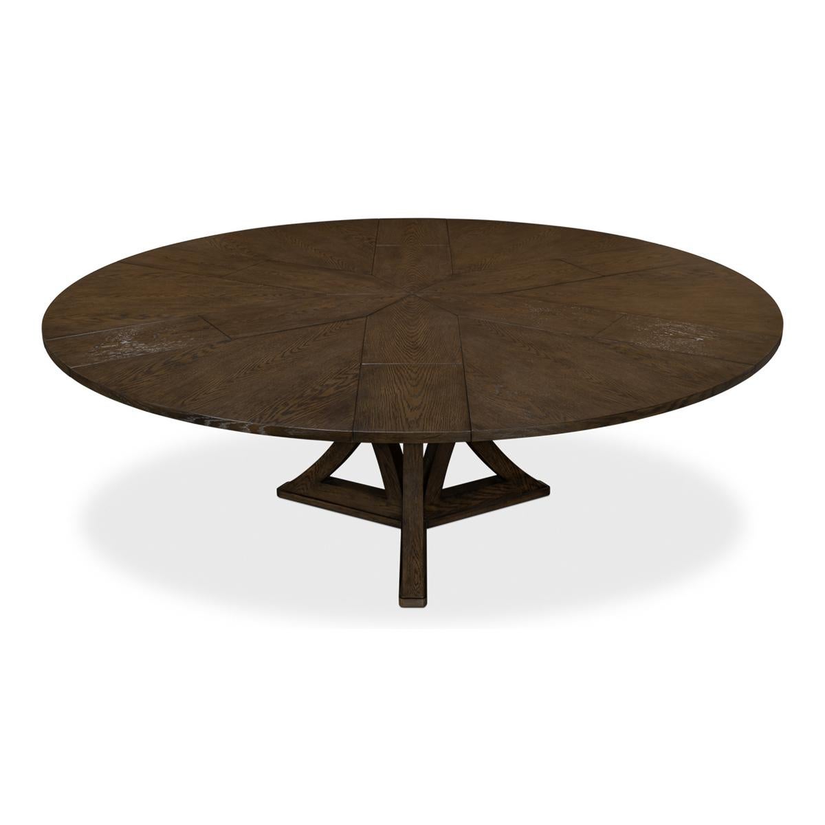 Wood Rustic Round Dining Table, Artisan Grey For Sale