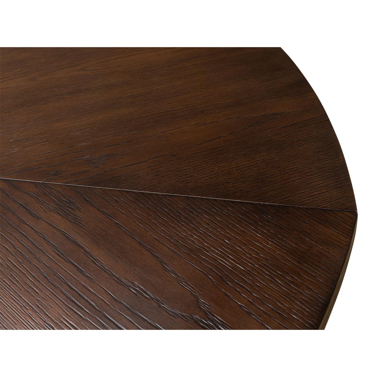 Rustic Round Dining Table, Burnt Brown Oak For Sale 1
