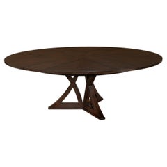 Rustic Round Dining Table, Burnt Brown Oak
