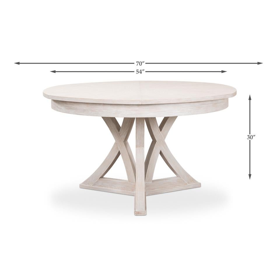 Rustic Round Dining Table - Whitewash White For Sale 2
