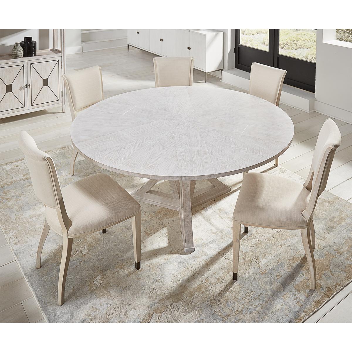 Rustic Round Dining Table - Whitewash White In New Condition For Sale In Westwood, NJ