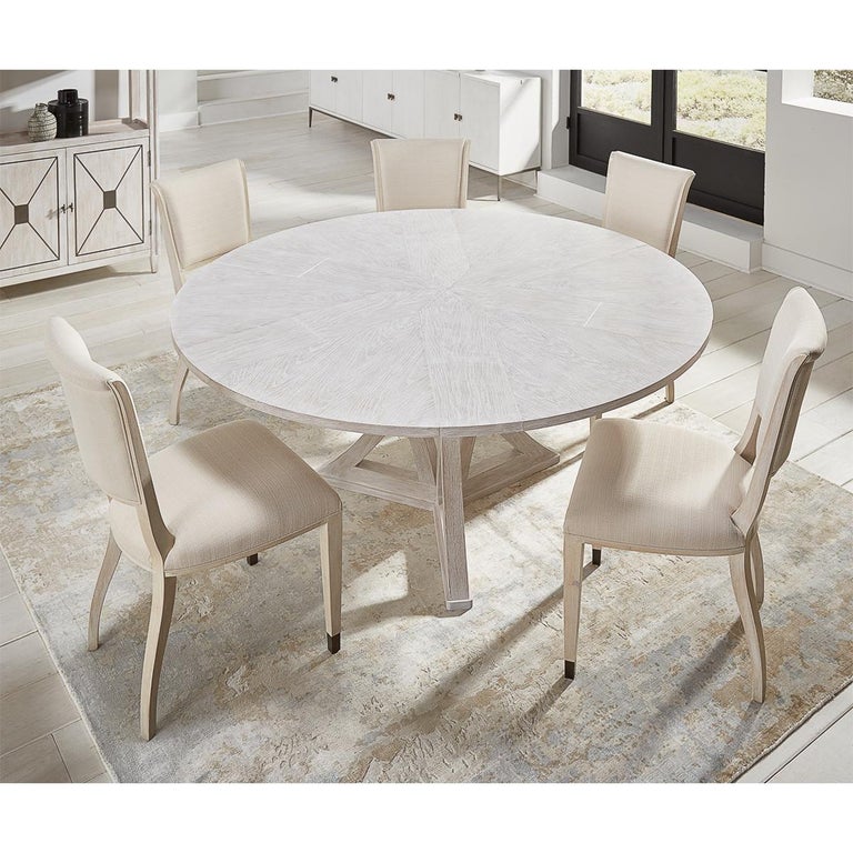 Rustic Round Dining Table Whitewash White For Sale at 1stDibs
