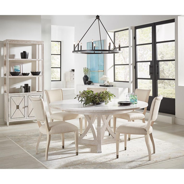 Rustic Round Dining Table Whitewash White For Sale at 1stDibs