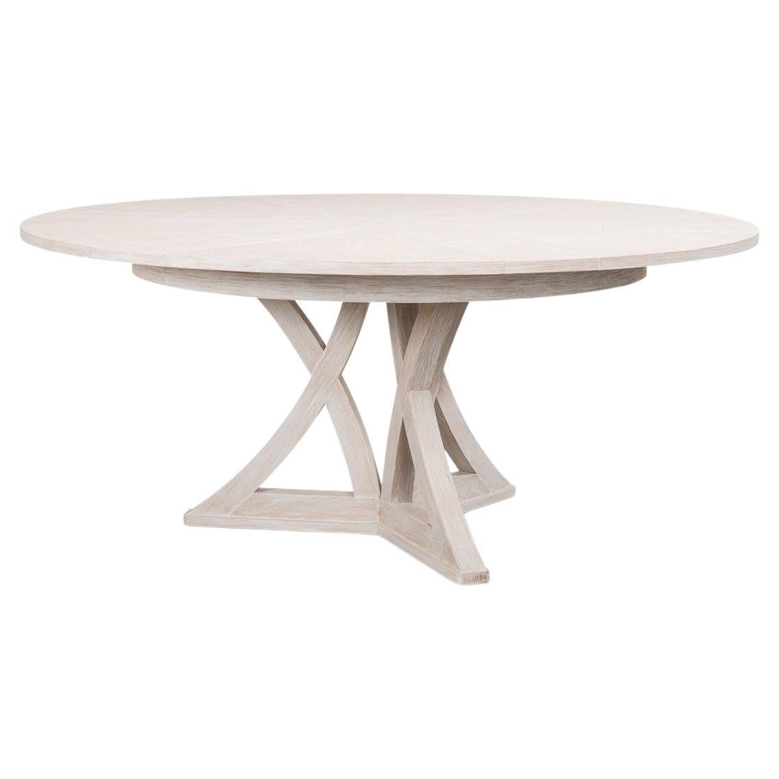 Rustic Round Dining Table - Whitewash White For Sale