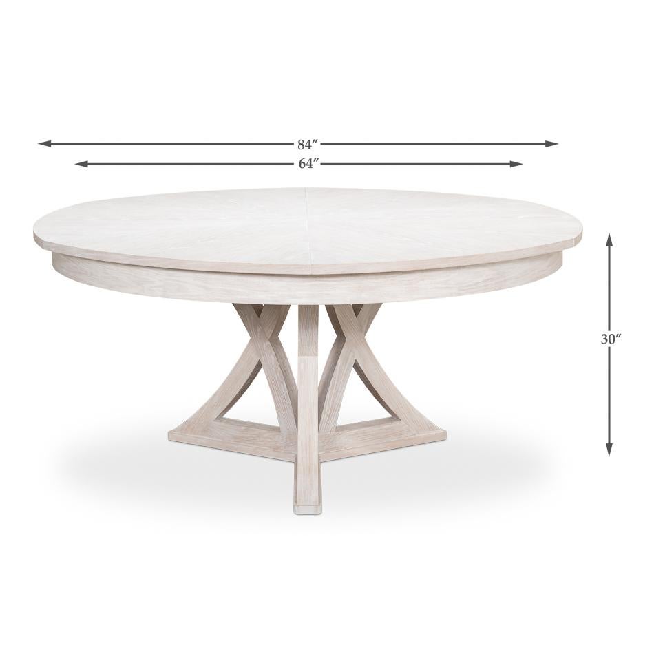Rustic Round Dining Table, Whitewash White For Sale 2