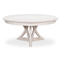 Rustic Round Dining Table, Whitewash White