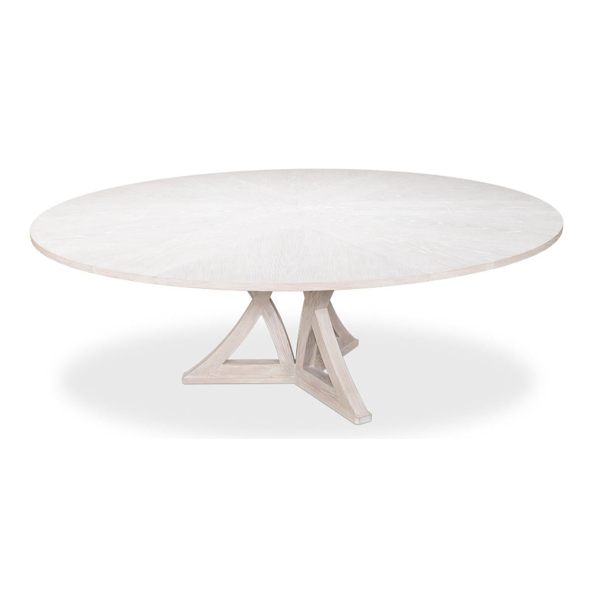 Rustic Round Dining Table, Whitewash White In New Condition For Sale In Westwood, NJ