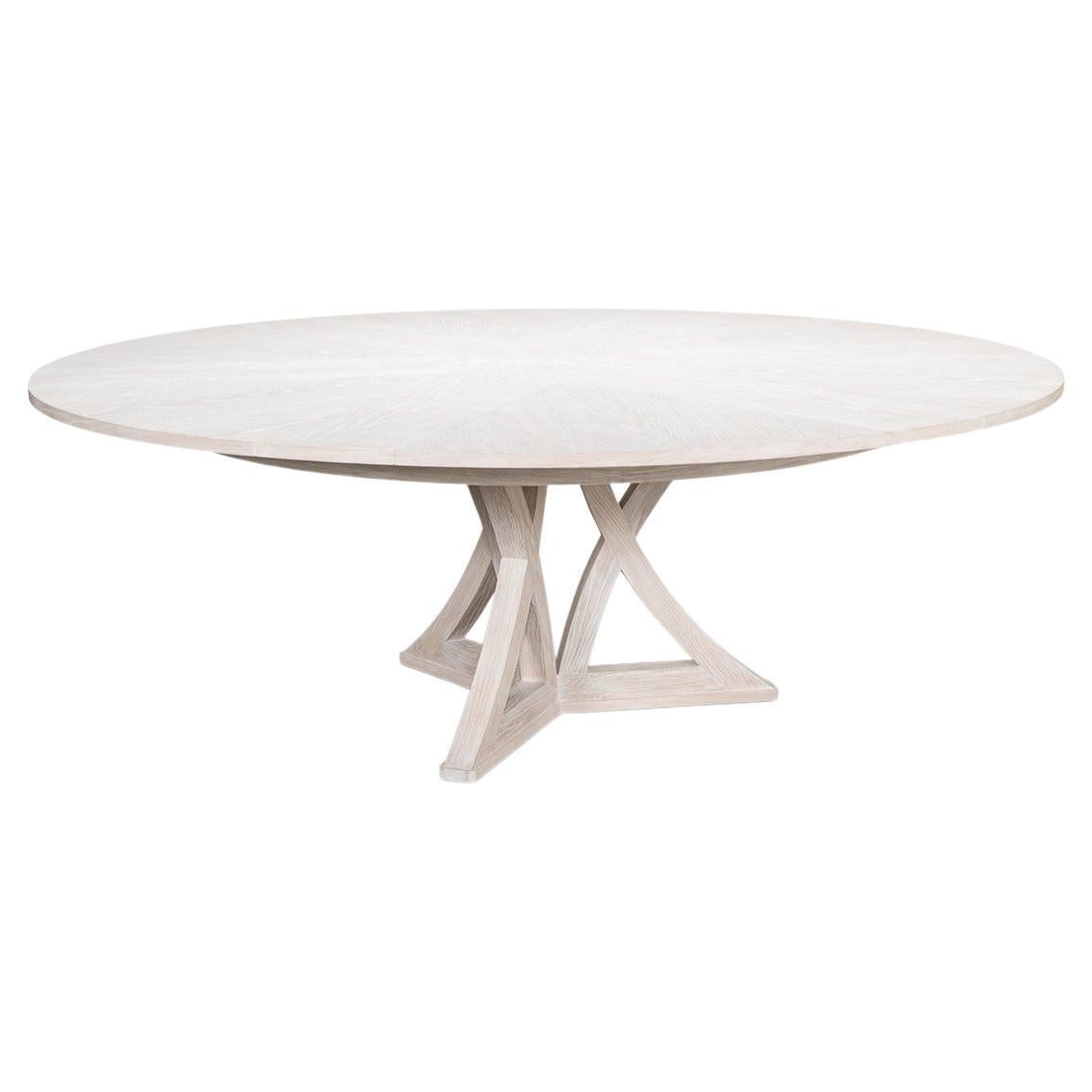 Rustic Round Dining Table, Whitewash White For Sale