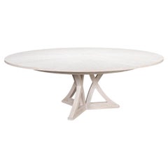 Rustic Round Dining Table, Whitewash White