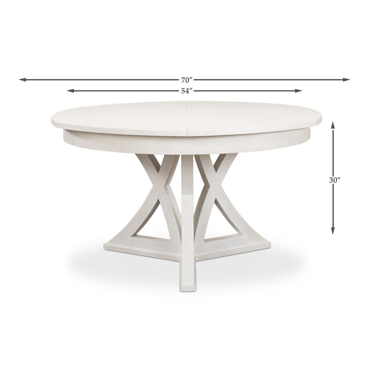 Rustic Round Dining Table, Working White For Sale 4