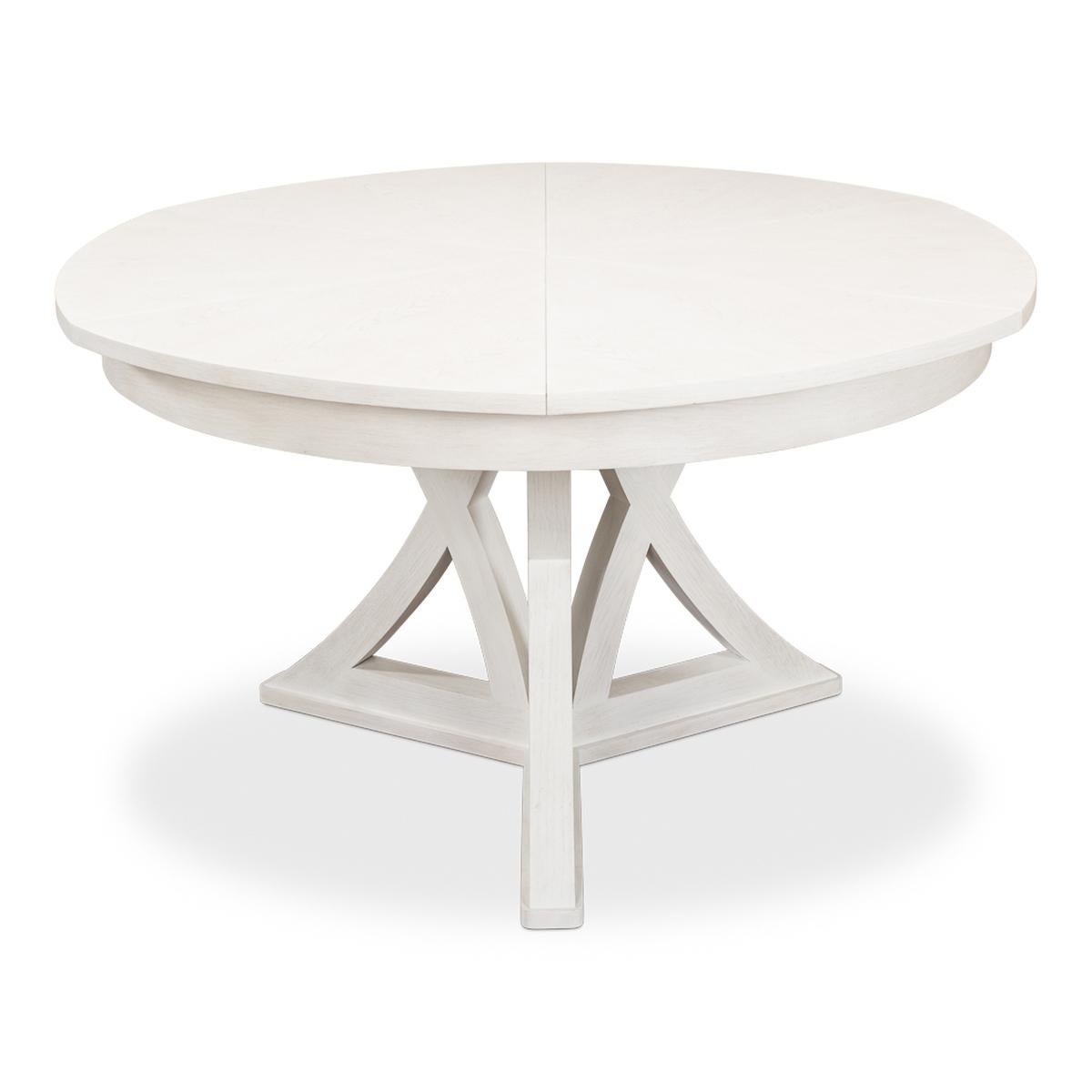 Wood Rustic Round Dining Table, Working White For Sale