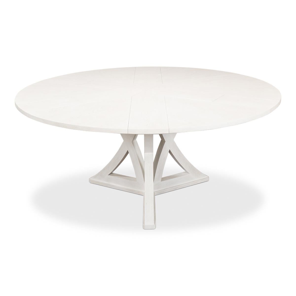 Rustic Round Dining Table, Working White For Sale 1