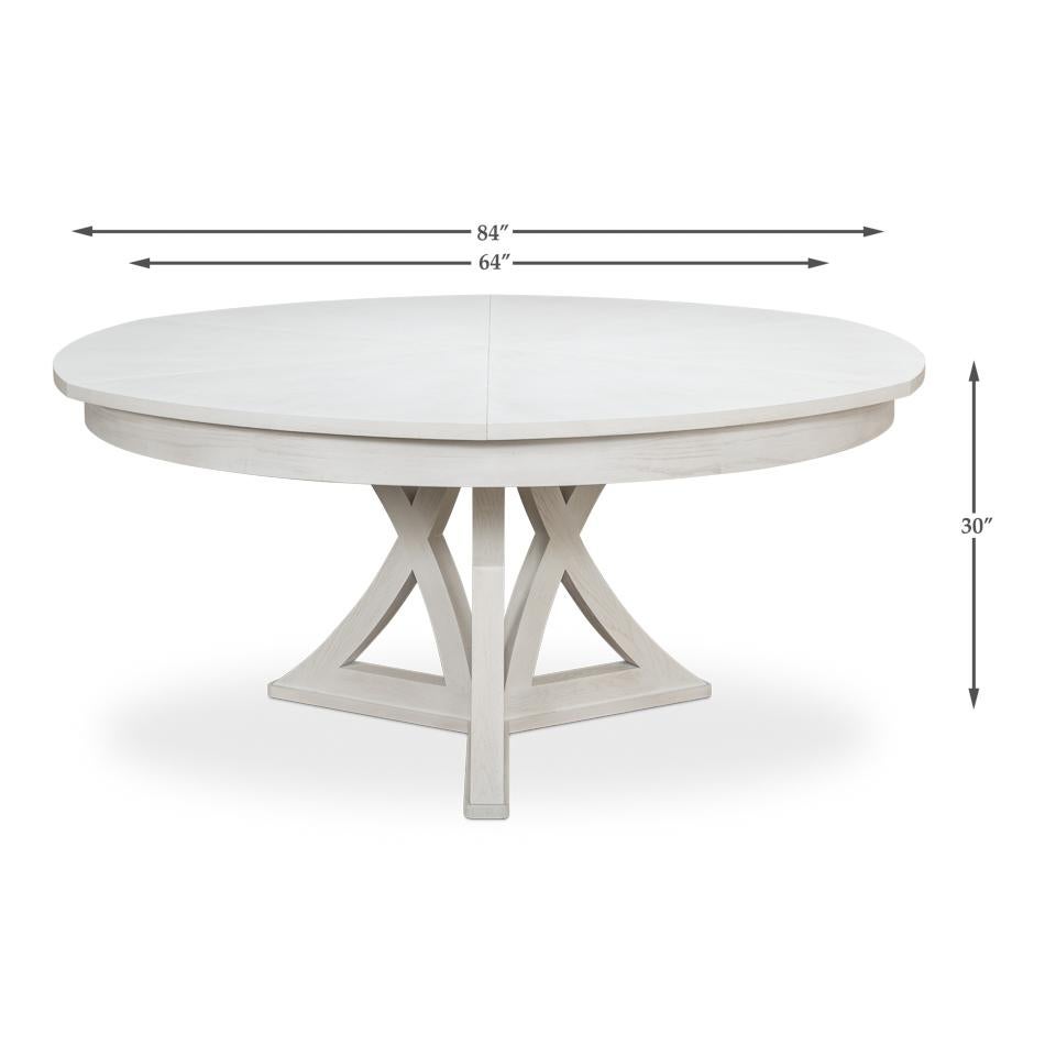 Rustic Round Dining Table, Working White For Sale 5