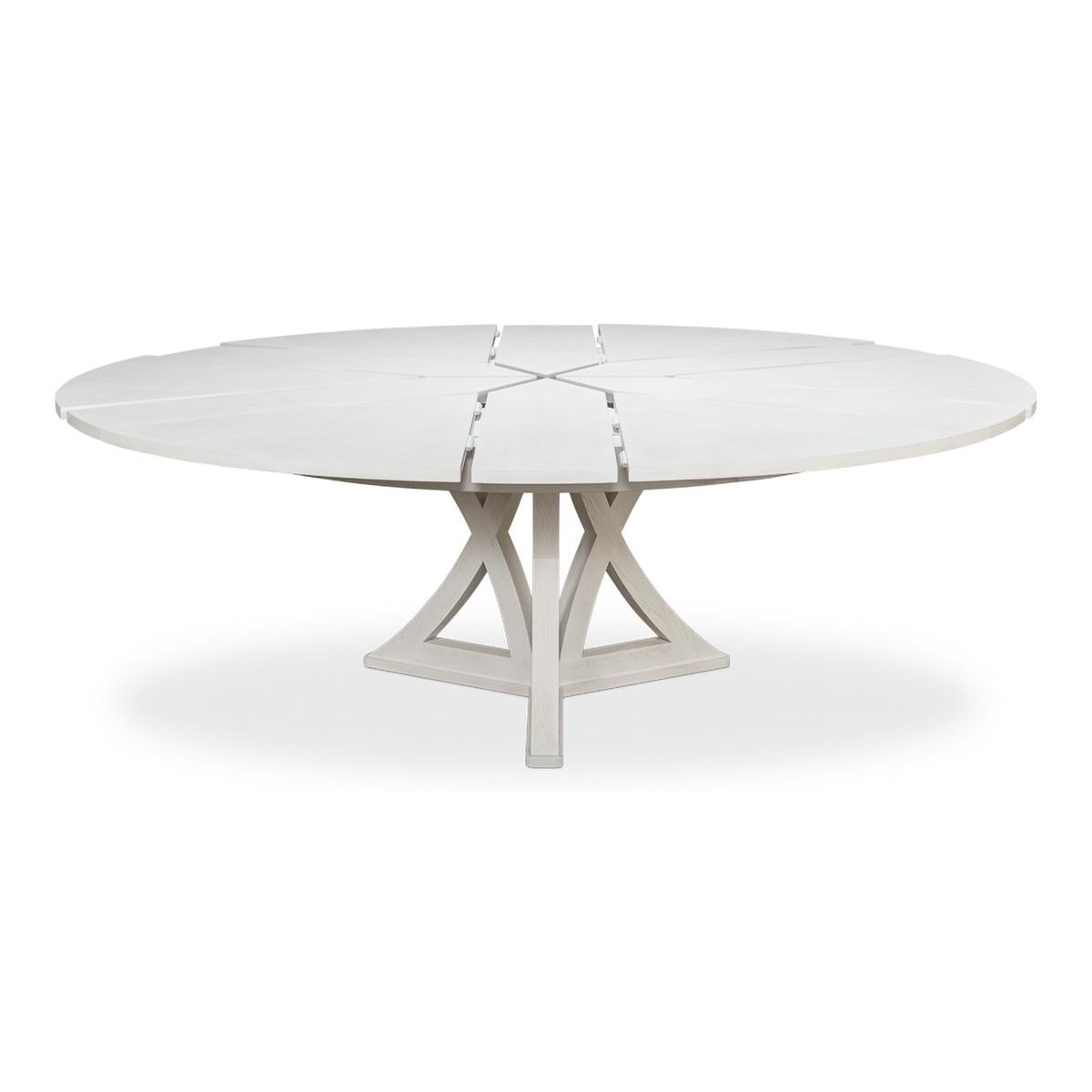 Contemporary Rustic Round Dining Table, Working White For Sale