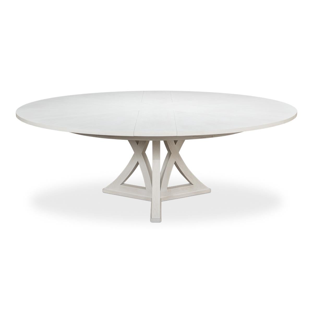 Wood Rustic Round Dining Table, Working White For Sale