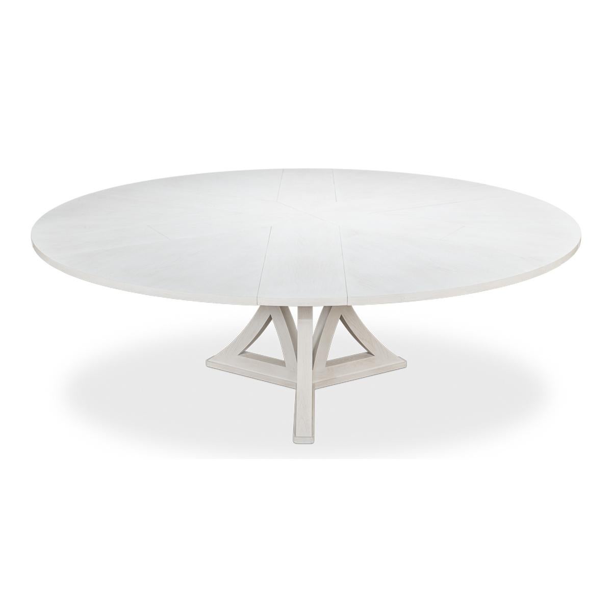 Rustic Round Dining Table, Working White For Sale 1